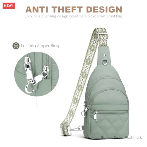 Anti-Theft RFID Crossbody Sling Bag Waterproof Nylon Puffer Travel Purse - Picture 5 of 6